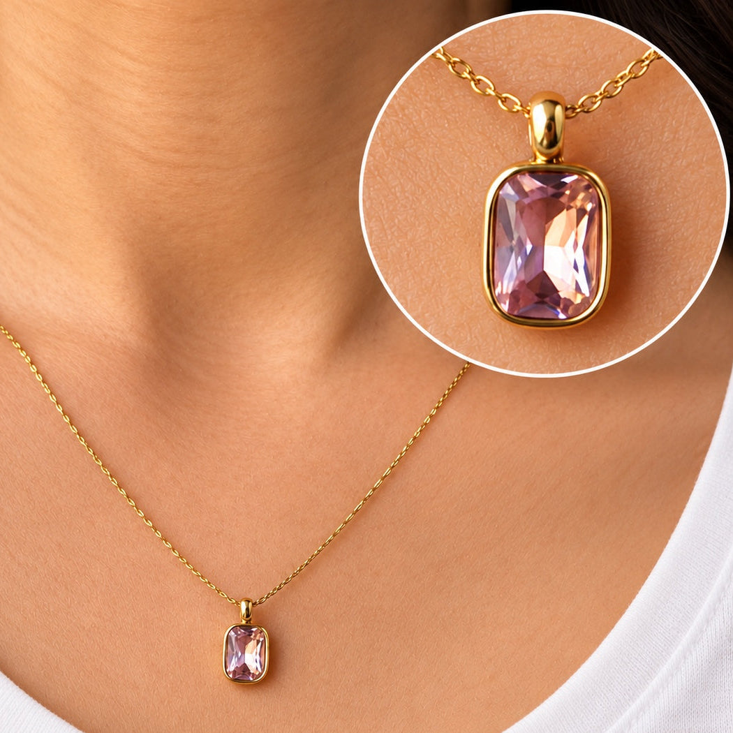 TFC Blush pink Shine Gold Plated Pendant Necklace