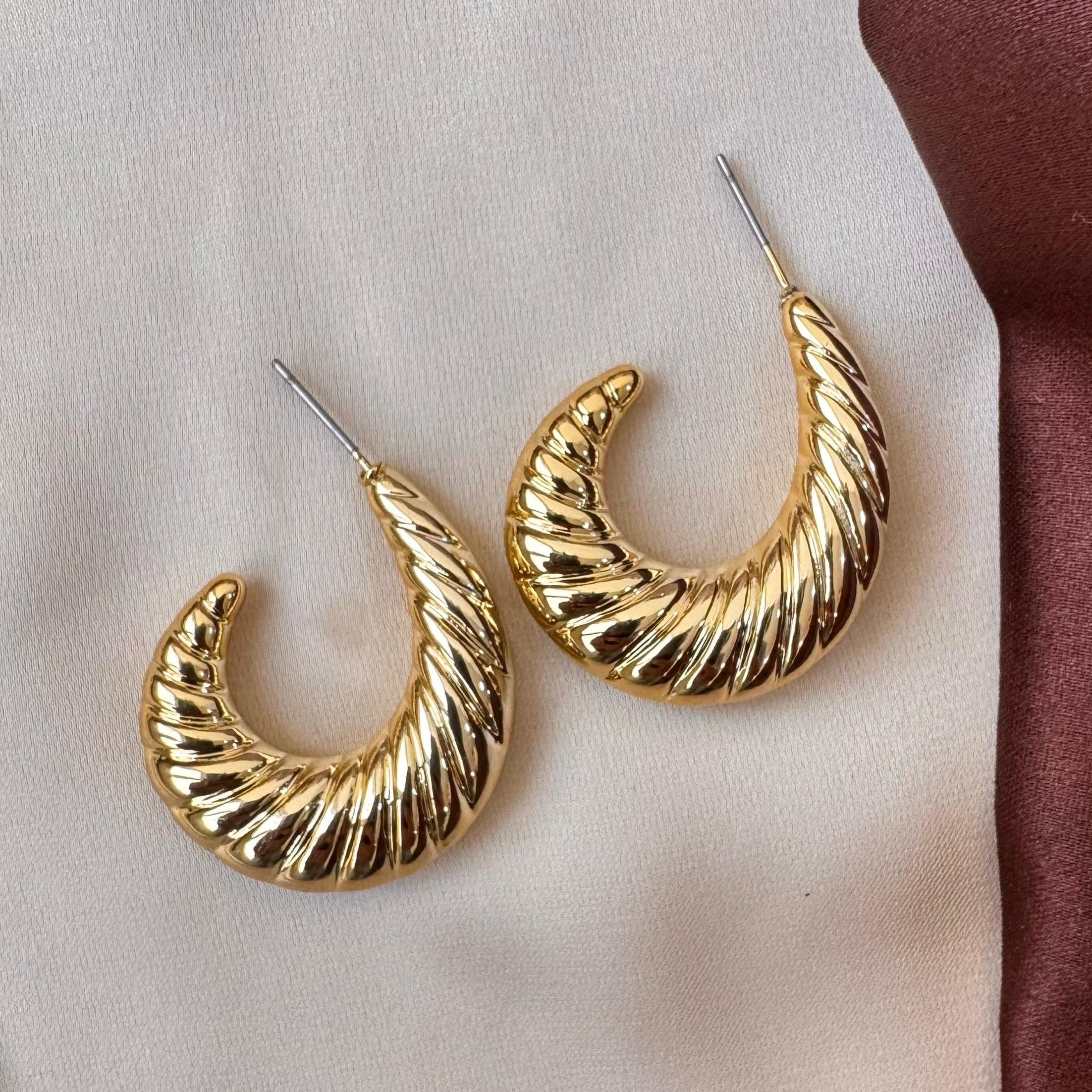 TFC Spiral Panini Gold Plated Hoop Earrings