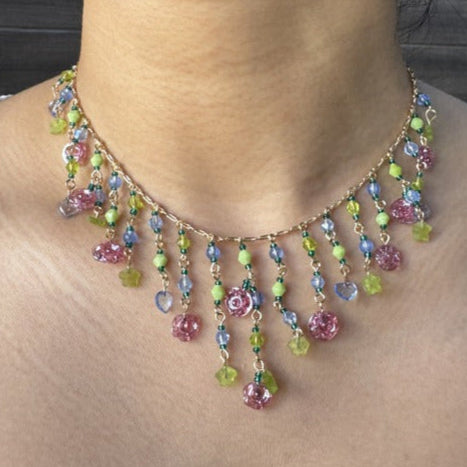 TFC Bridgerton Multi Color Statement Gold Plated Necklace