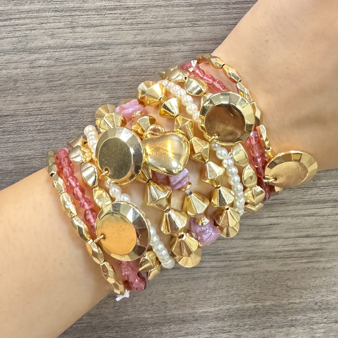 TFC Pink Berry Gold Plated Bracelet (set of 11)