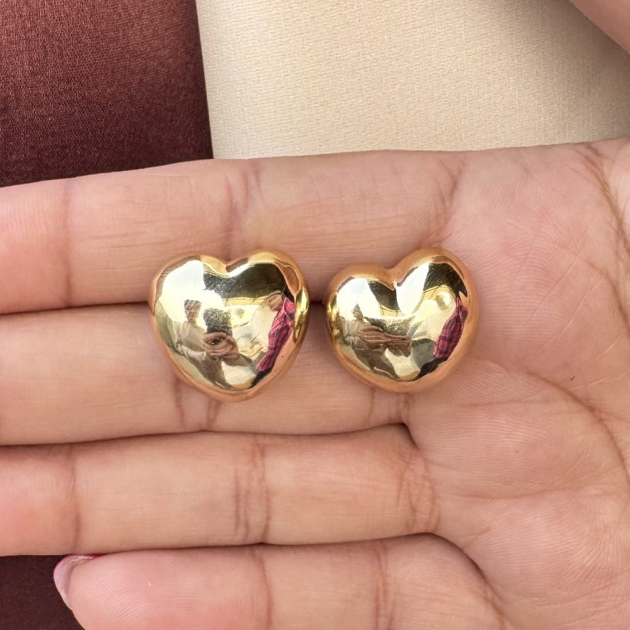 TFC Plumpy Heart Gold Plated Stud Earrings