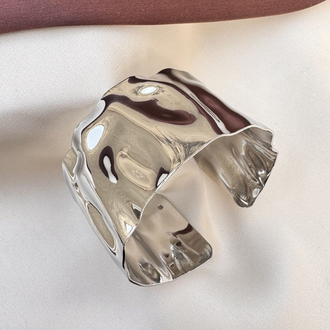 TFC Adjustable Shiny Silver Plated Cuff Bracelet