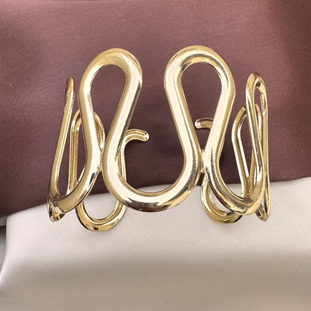 TFC Adjustable ZigZag Gold Plated Cuff Bracelet