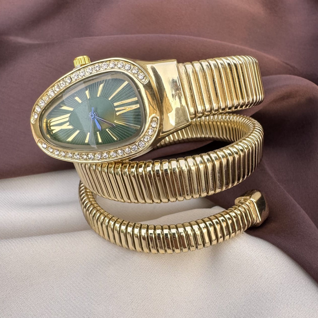 TFC Green Stone Gold Plated Watch