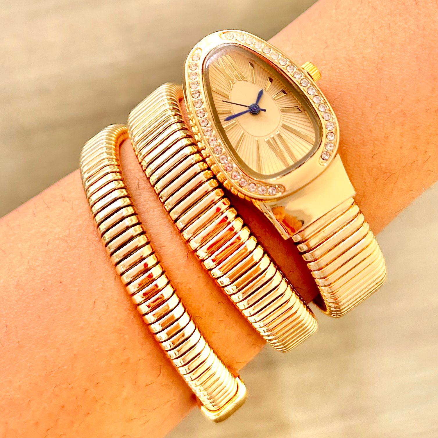 TFC Cream Stone Gold Plated Watch