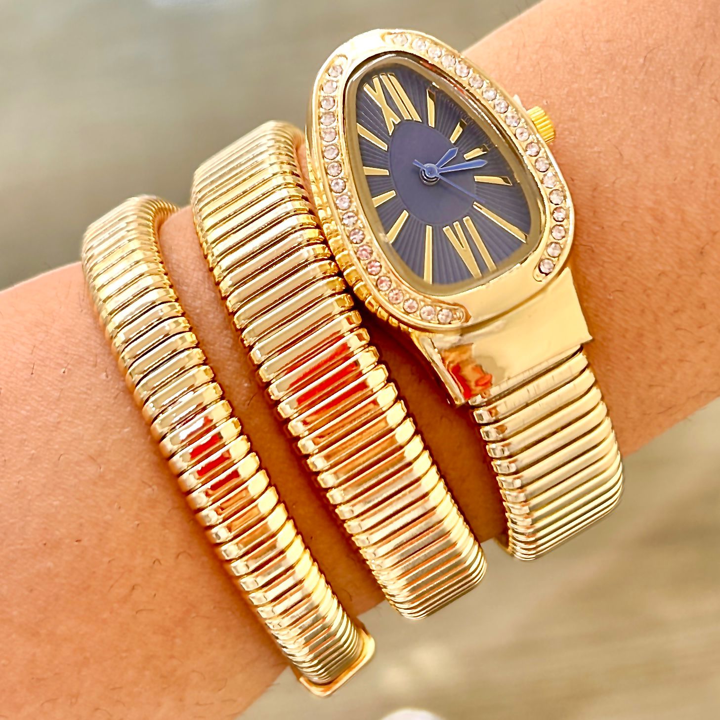 TFC Blue Stone Gold Plated Watch