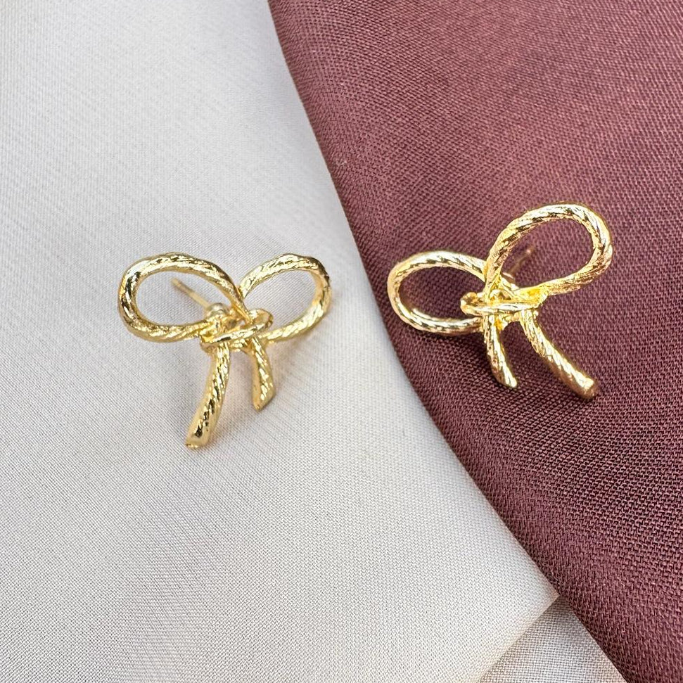 TFC Fine Bow Gold Plated Stud Earrings