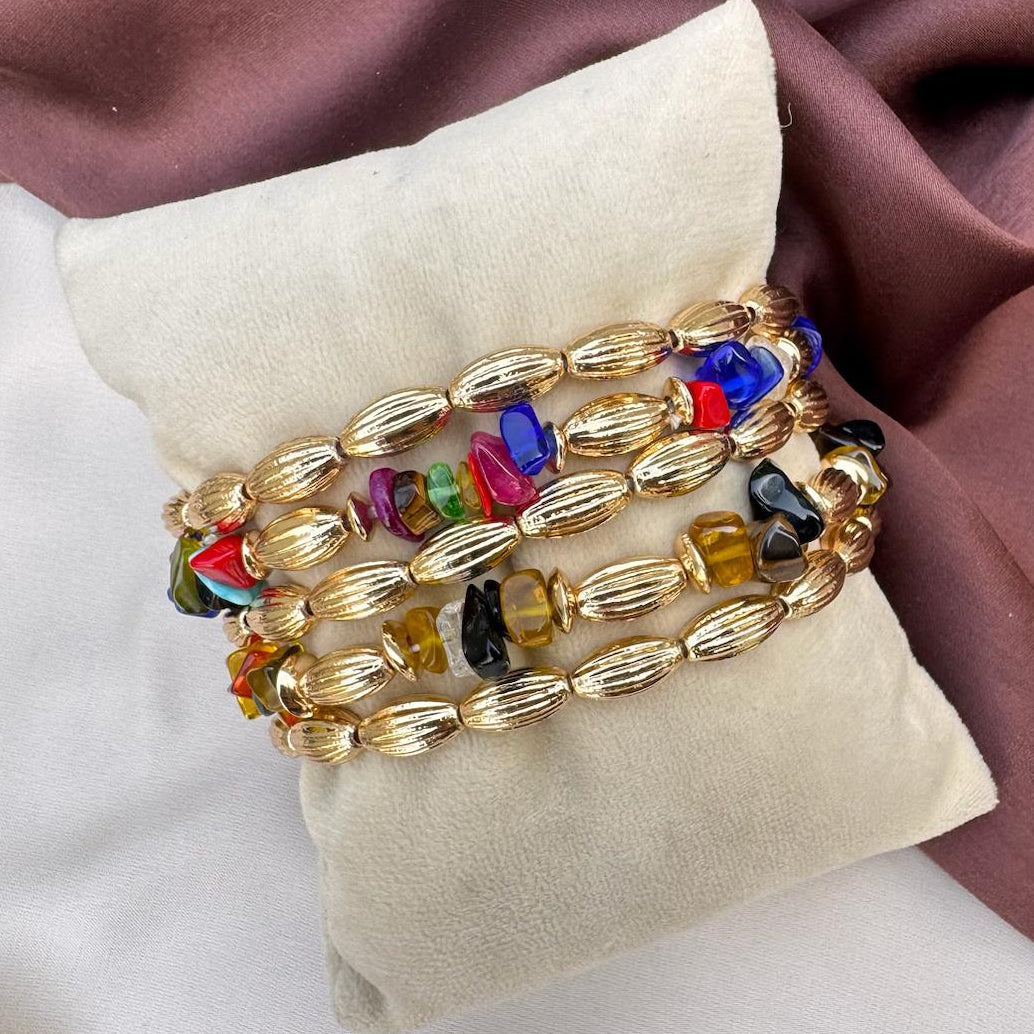 TFC Coloured Oval Gold Plated Bracelet (Set of 5)