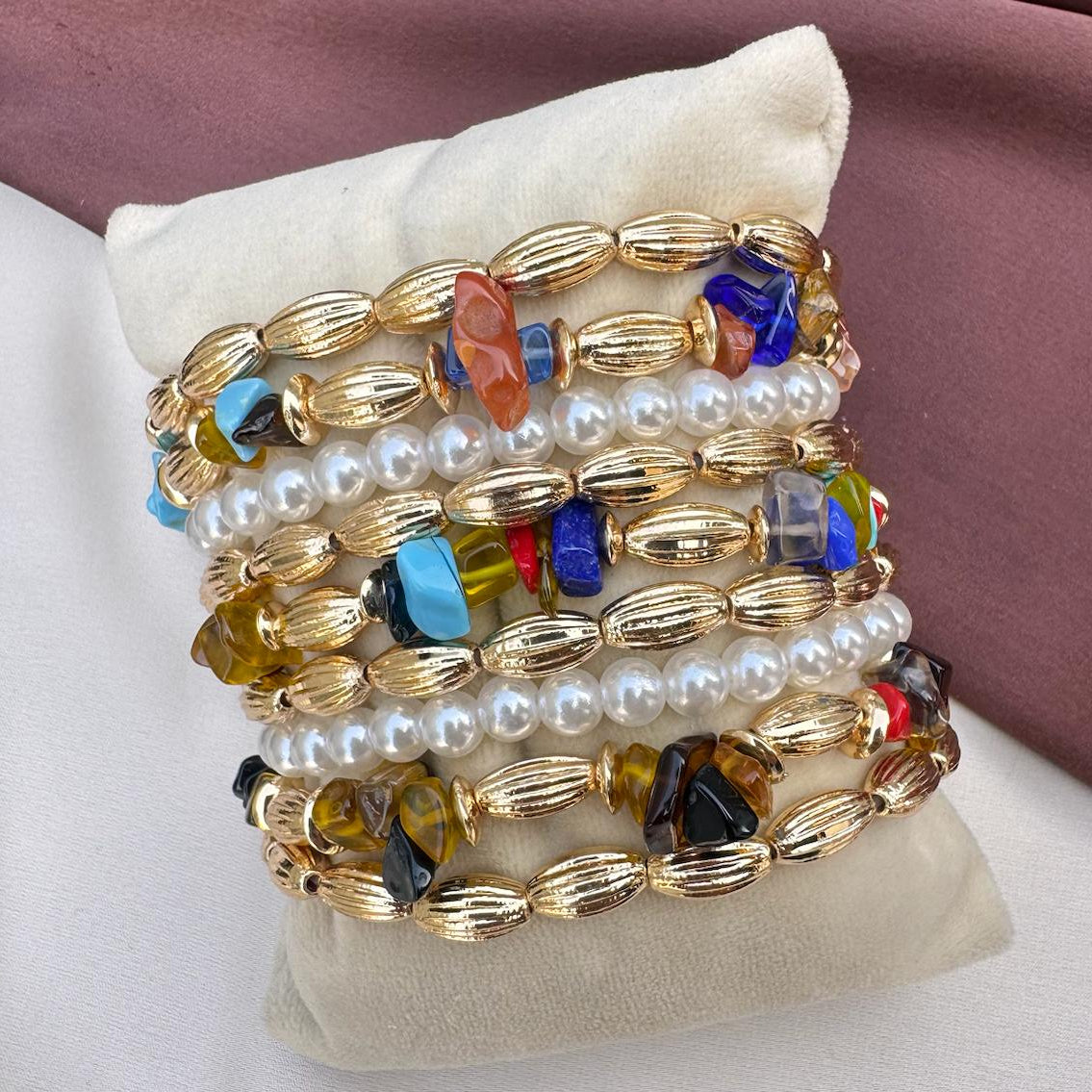 TFC Uncut Designer Gold Plated Bracelet (Set of 9)