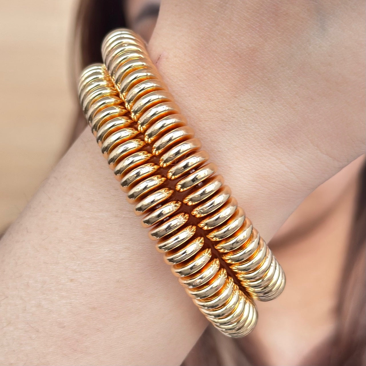 TFC Spiral Coin Gold Plated Bracelet Bangle