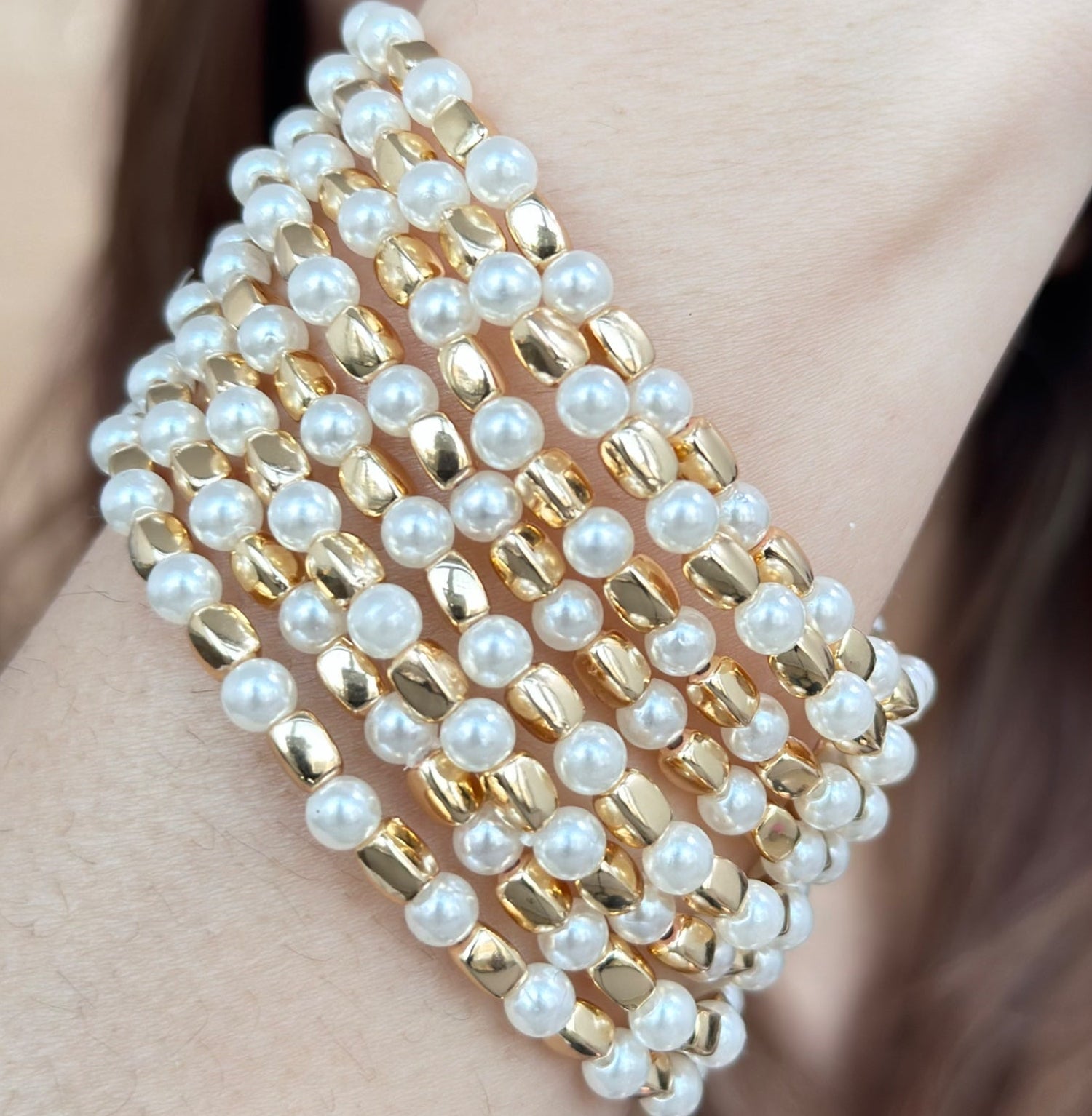 TFC Pearlies Gold Plated Bracelet (set of 8)