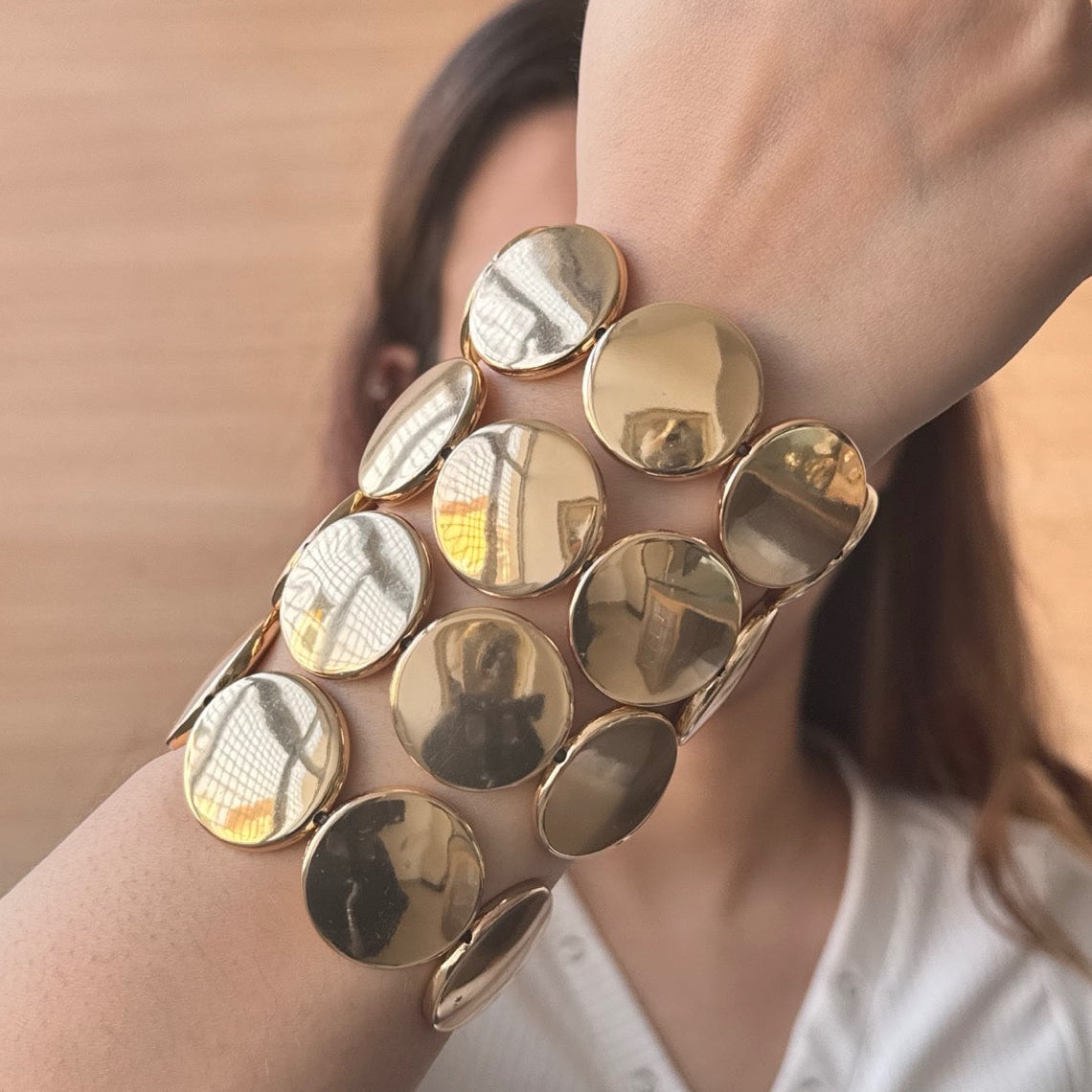 TFC Flat Connected Circle Gold Plated Bracelet (Set of 4)