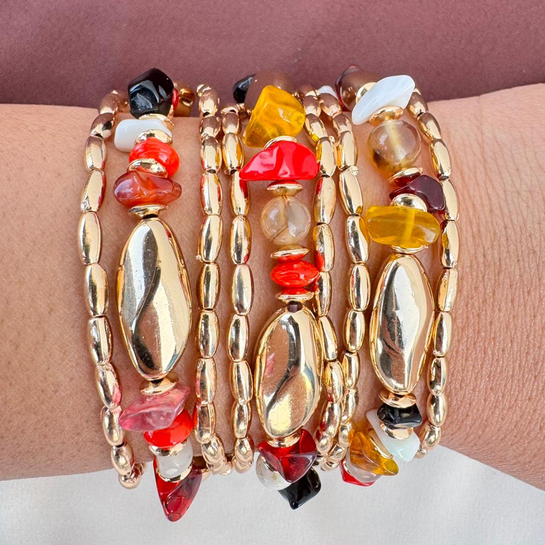 TFC Rainbow Oval Vibe Gold Plated Bracelet (set of 9)