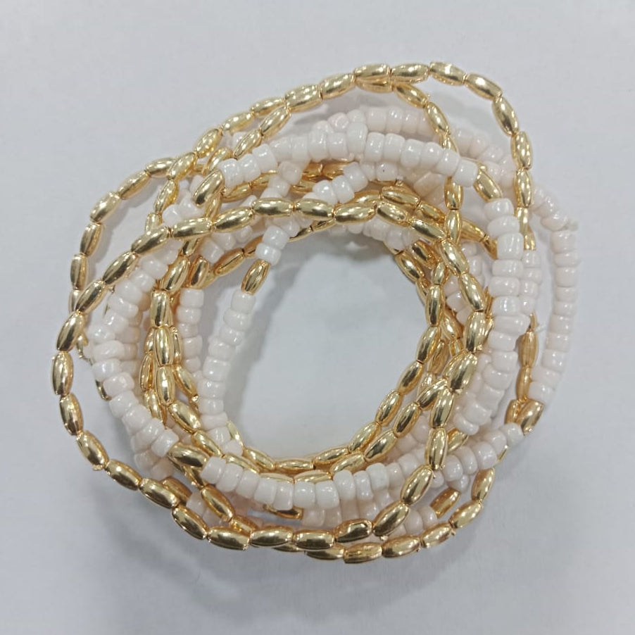 TFC Simple Strand Beads Gold Plated Bracelet