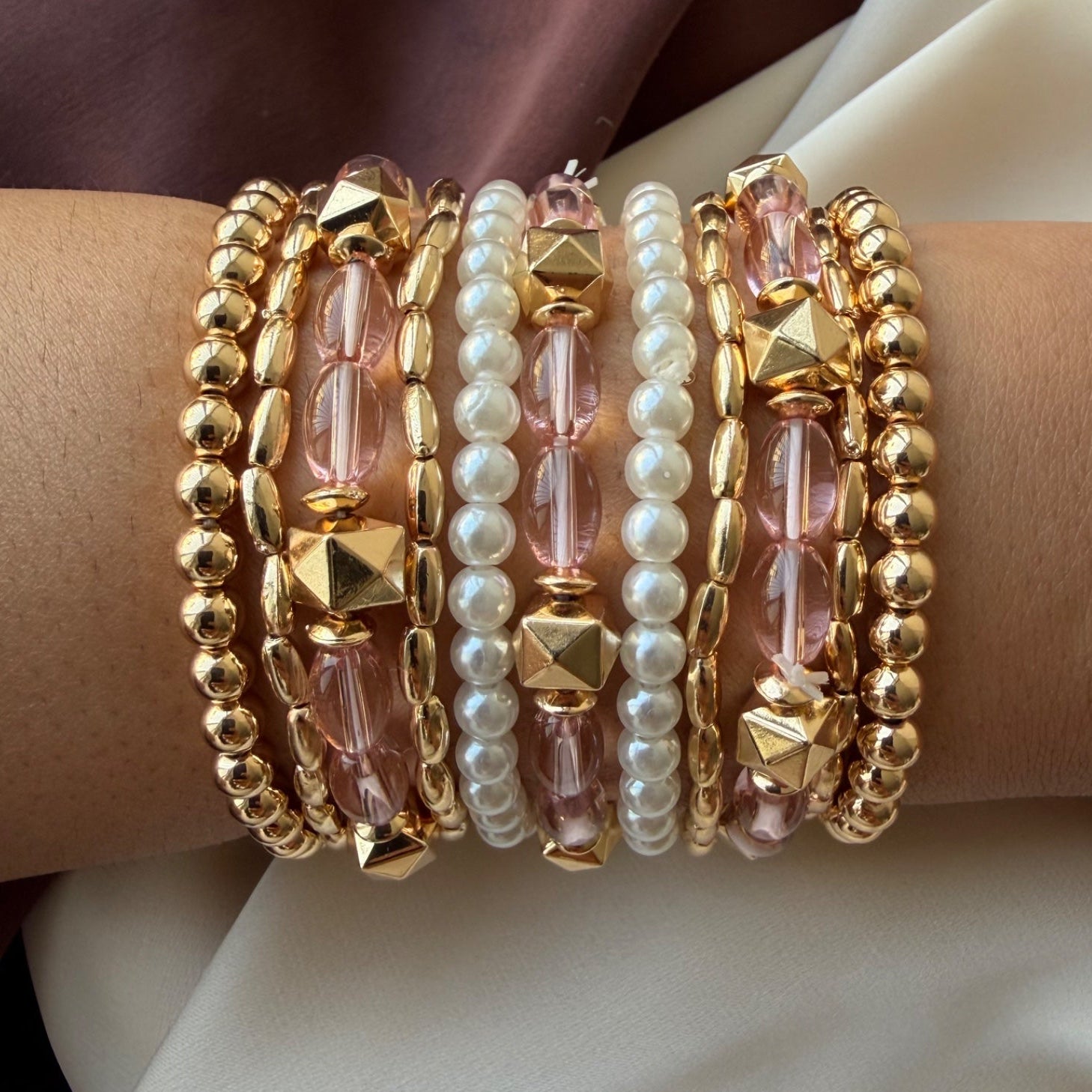 TFC Pink Girlies Gold Plated Bracelet (set of 13)