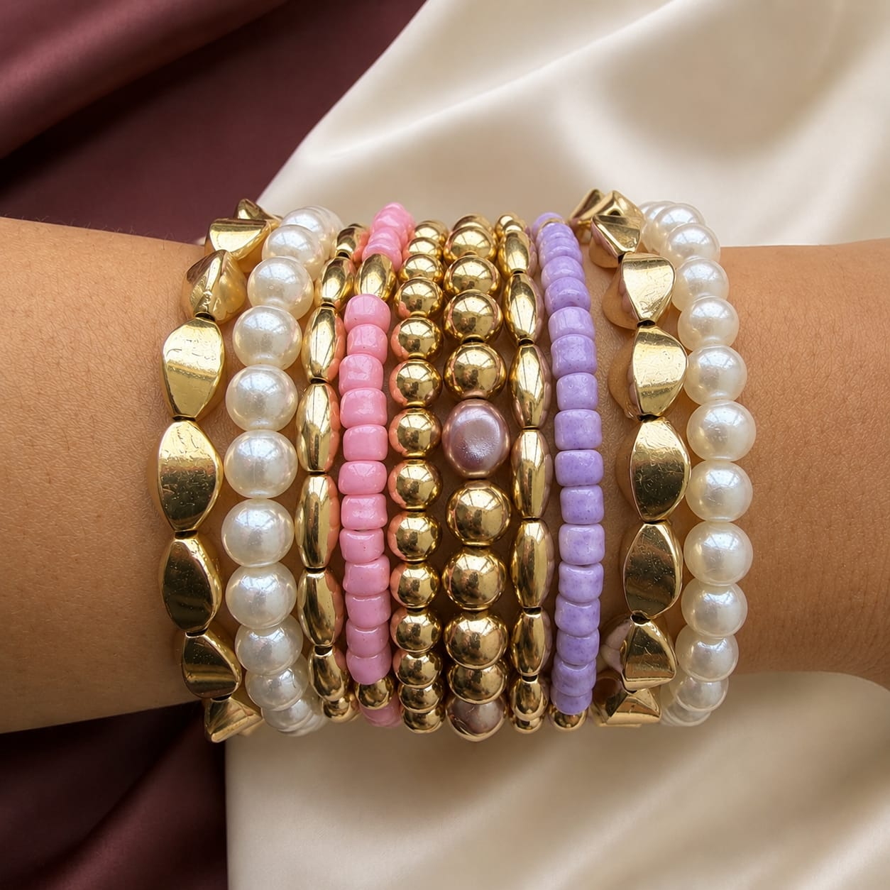 TFC Purple & Pink Gold Plated Bracelet (set of 11)