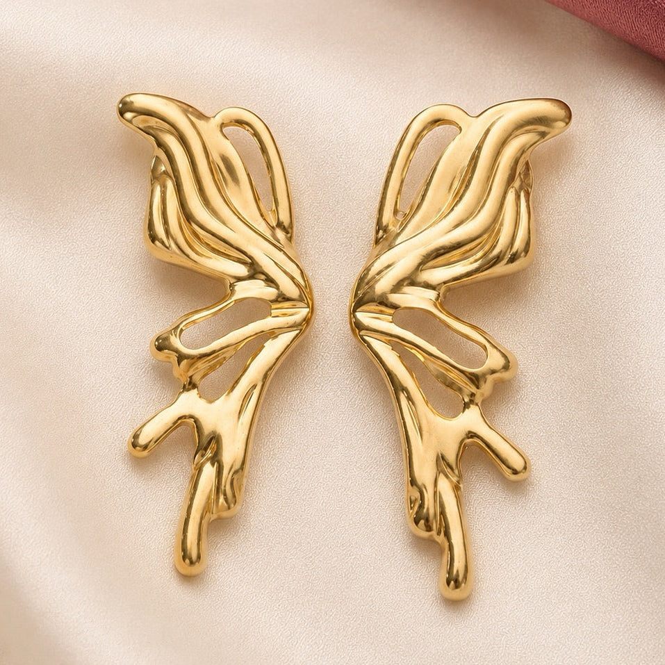 TFC Butterfly Wings Gold Plated Stud Earrings