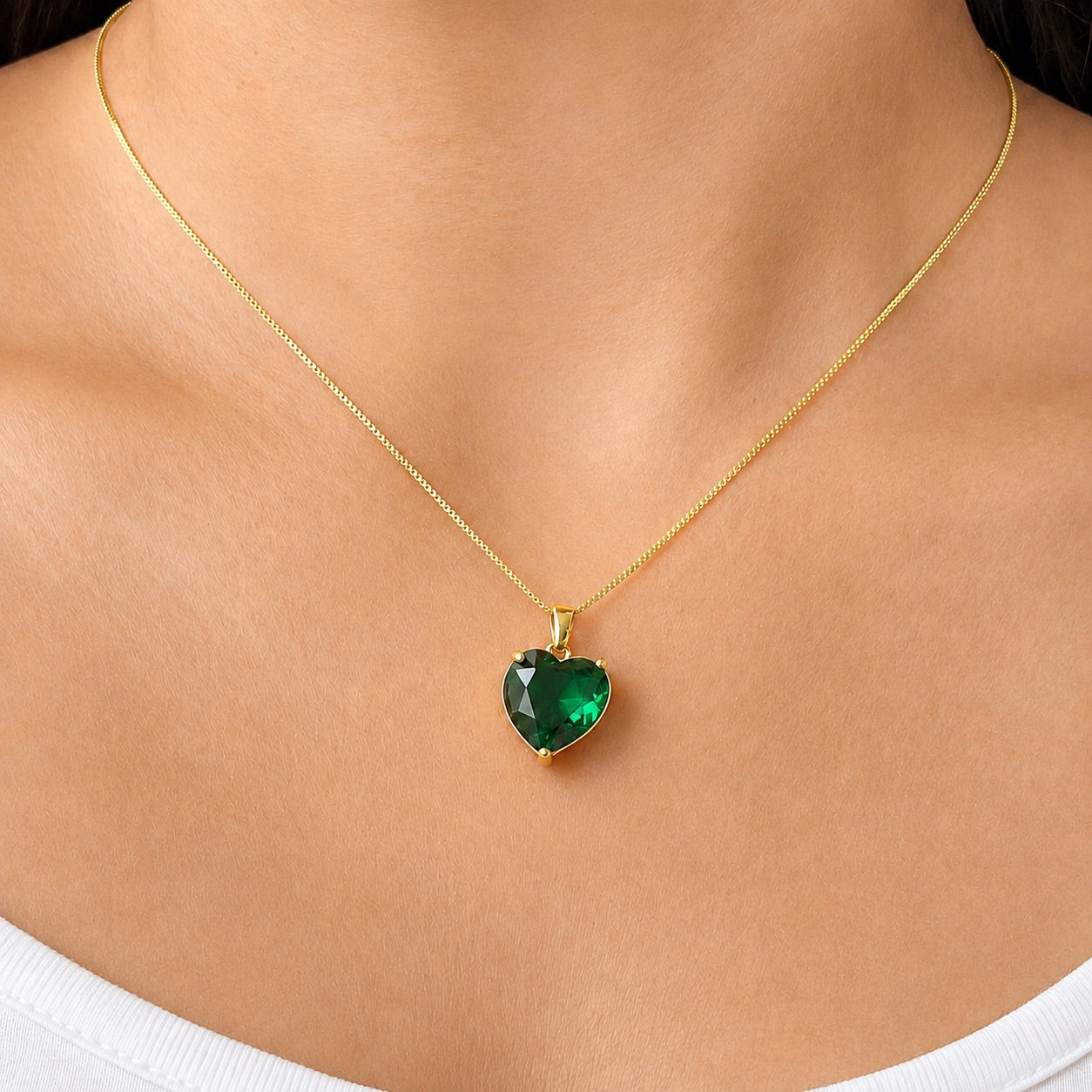 TFC Emerald Sea Heart Gold Plated Pendant Necklace