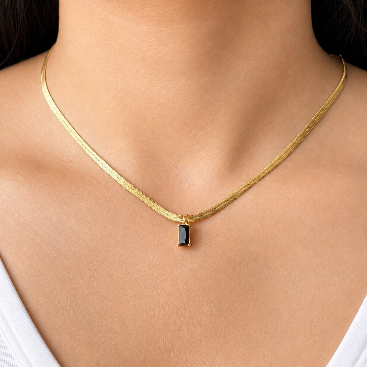 TFC Black Recto Plated Pendant Necklace