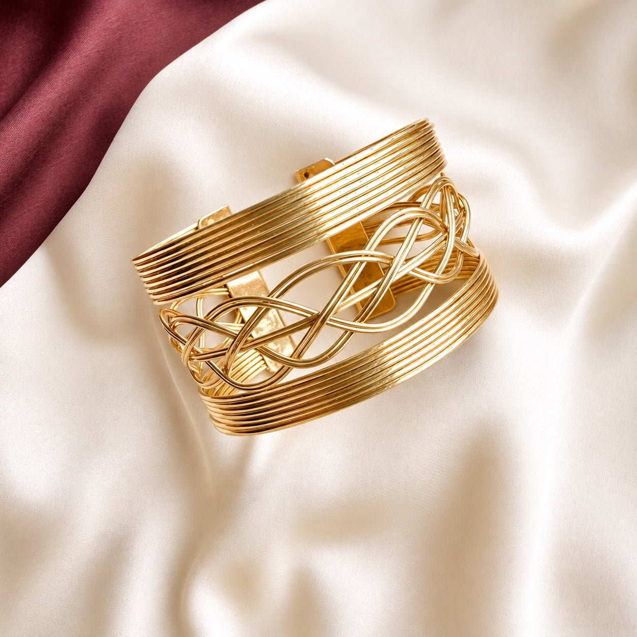 TFC Adjustable Mid Spiral Gold Plated Bracelet Cuff