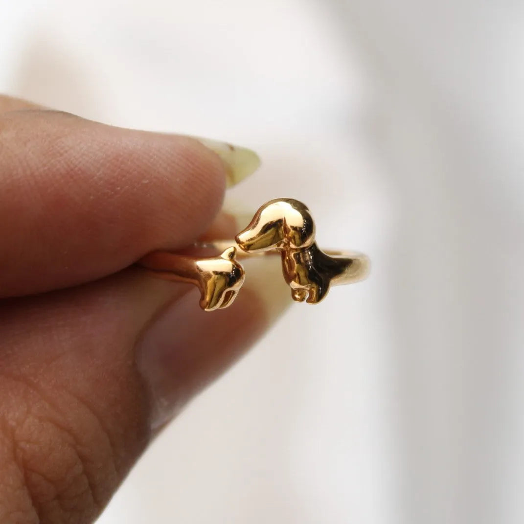 TFC 24K Small Doggo Gold Plated Adjustable Ring