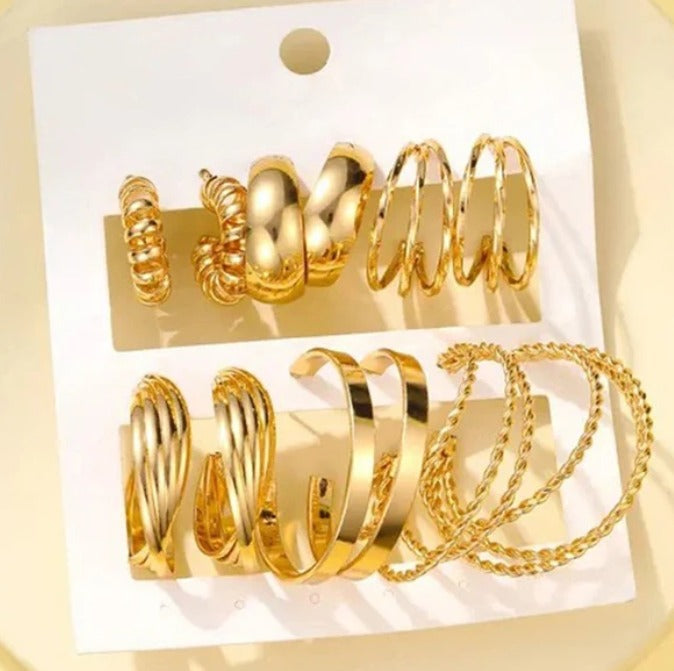 TFC Boho Loop Gold Plated Hoop Earrings Combo Set