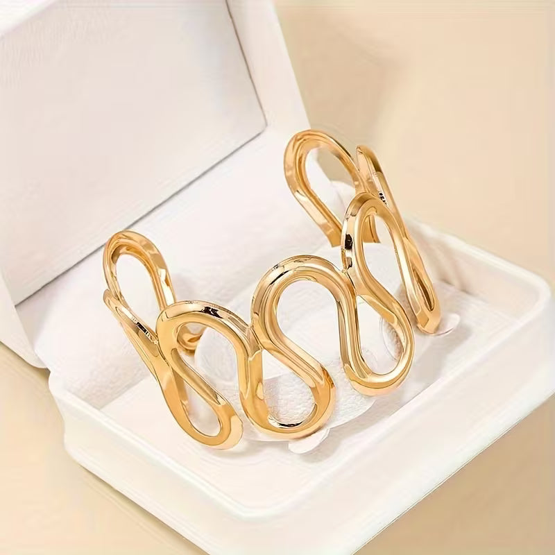 TFC Adjustable ZigZag Gold Plated Cuff Bracelet