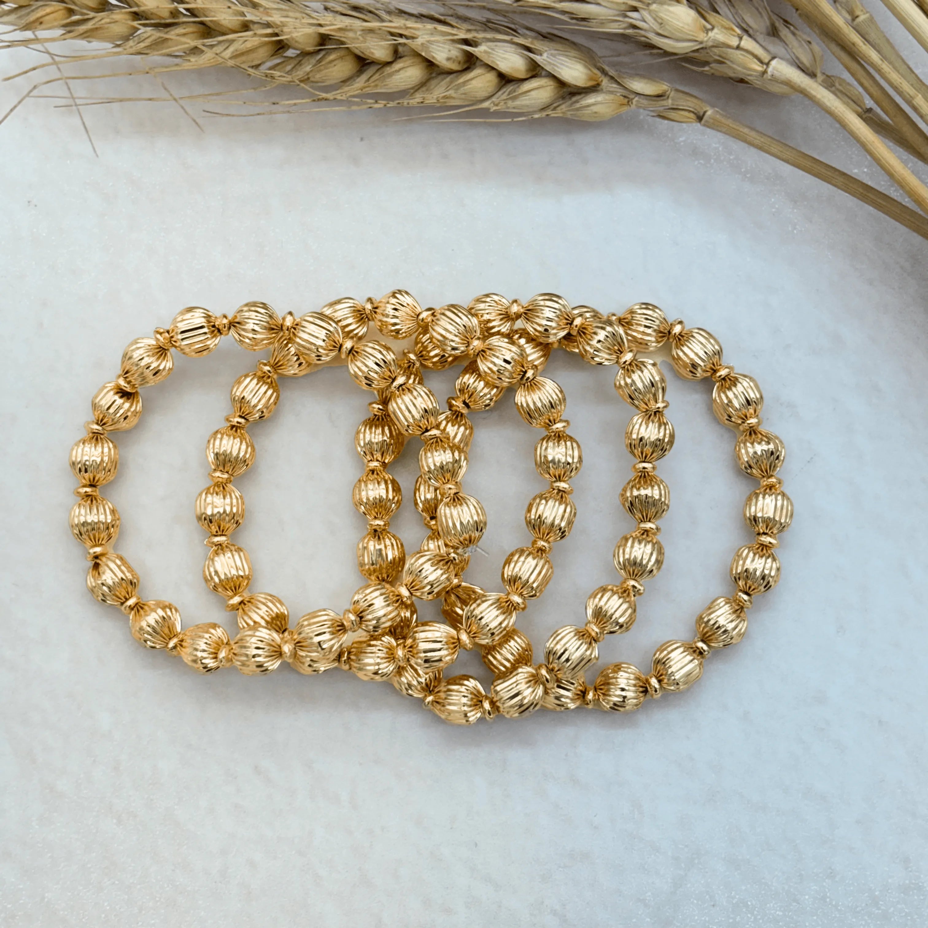 TFC Vortex Small Bead Gold Plated Stacked Bracelet (Set of 4)