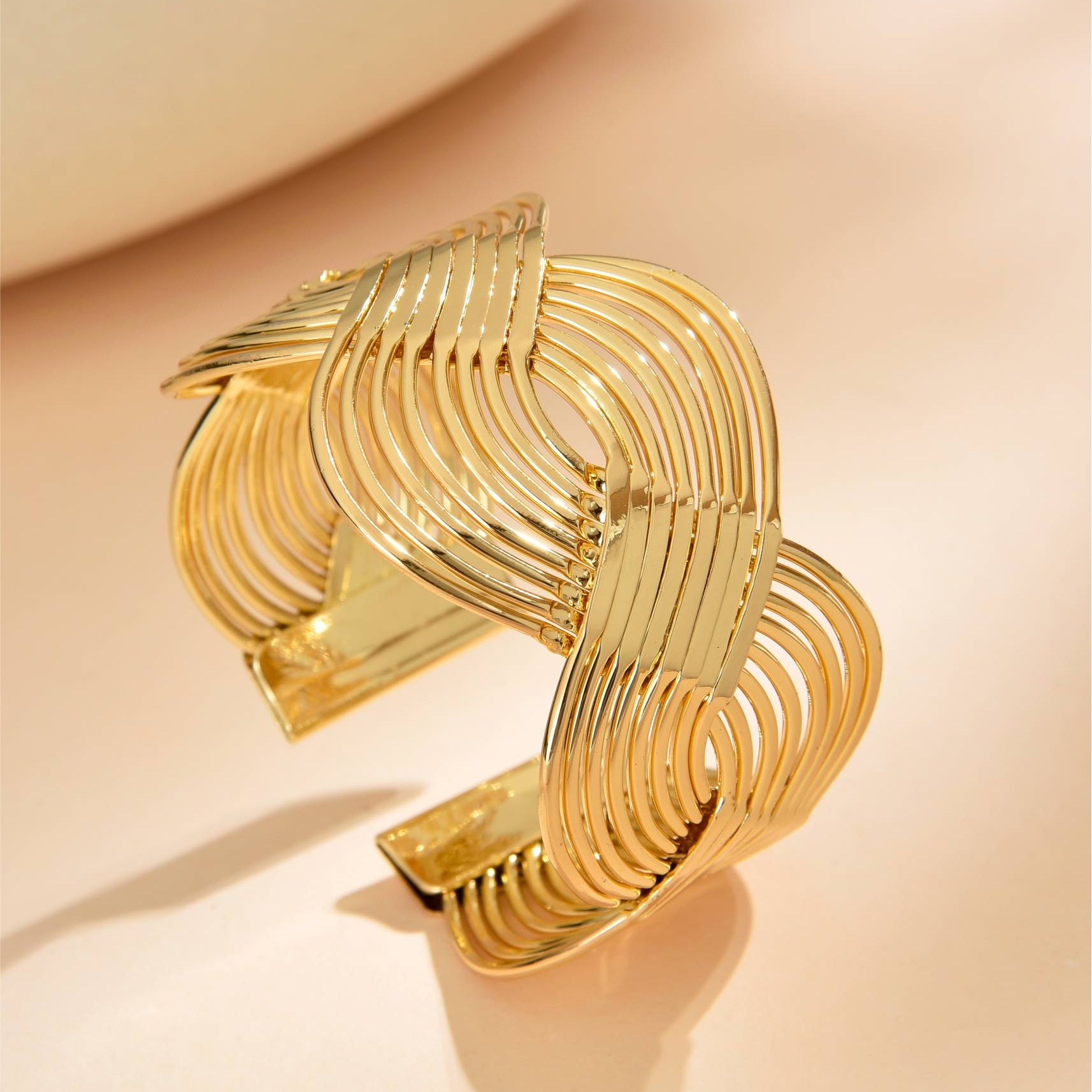 TFC Adjustable Over Swirl Gold Plated Cuff Bracelet