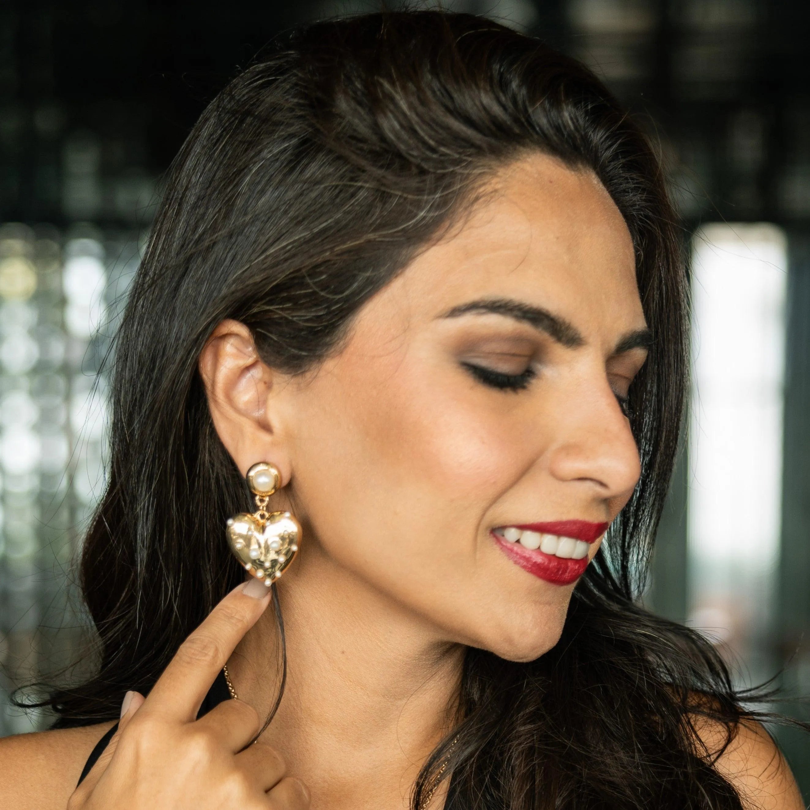 TFC Love Bump Gold Plated Dangler Earrings