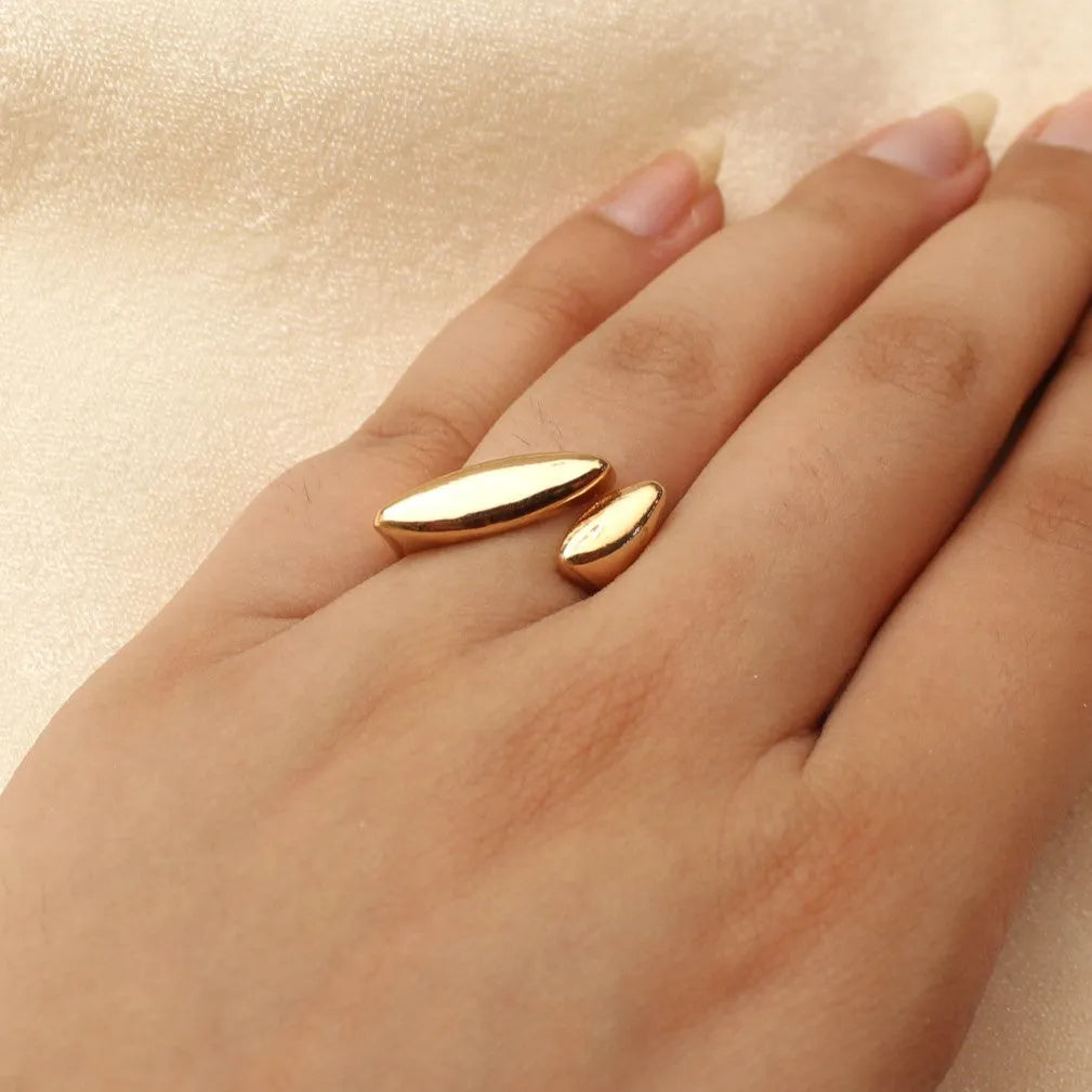 TFC 24K Sleek Edgy Gold Plated Adjustable Ring