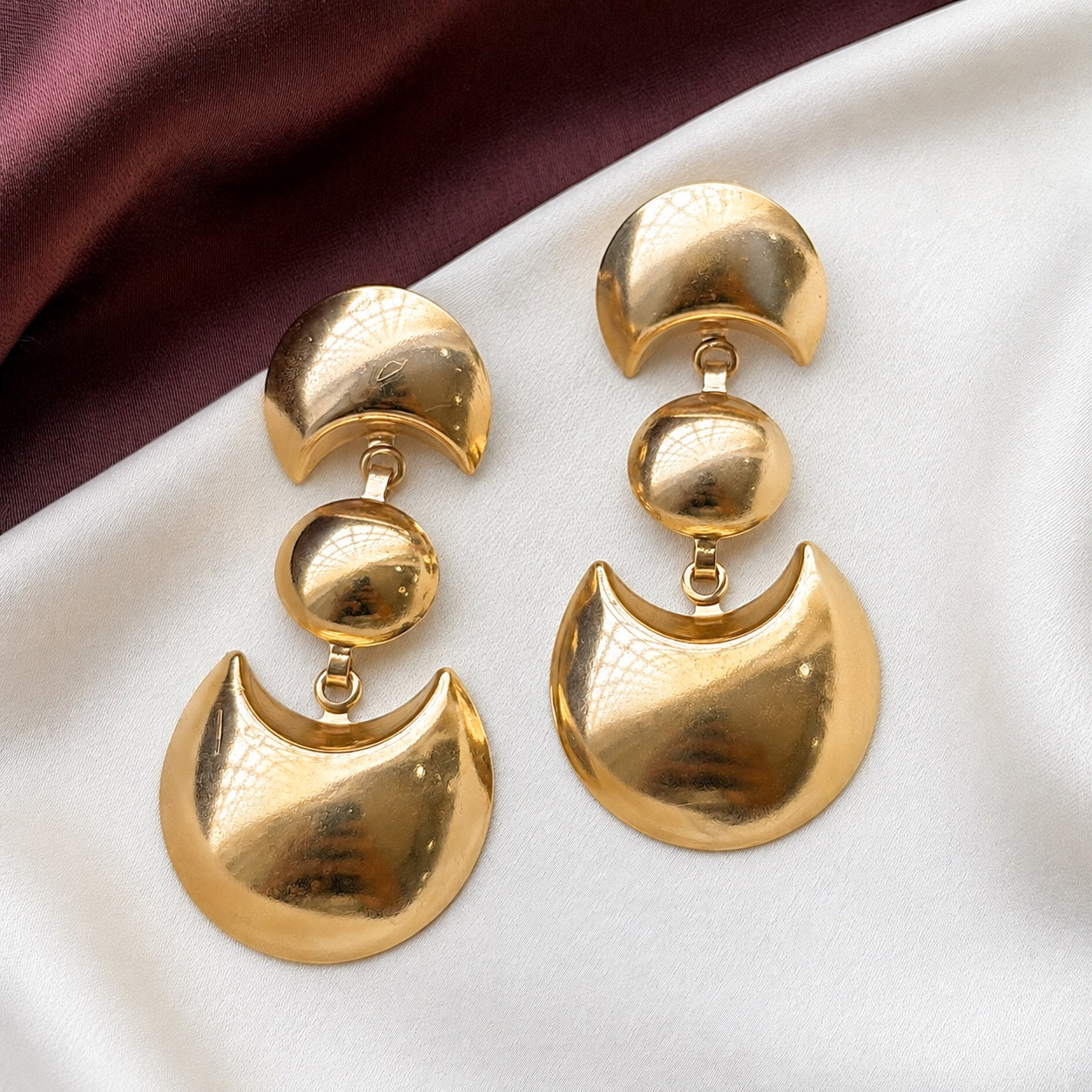 TFC Moon Cut Gold Plated Dangler Earrings