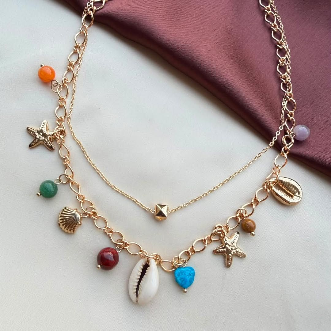 TFC Cube Star Gold Plated Layered Necklace
