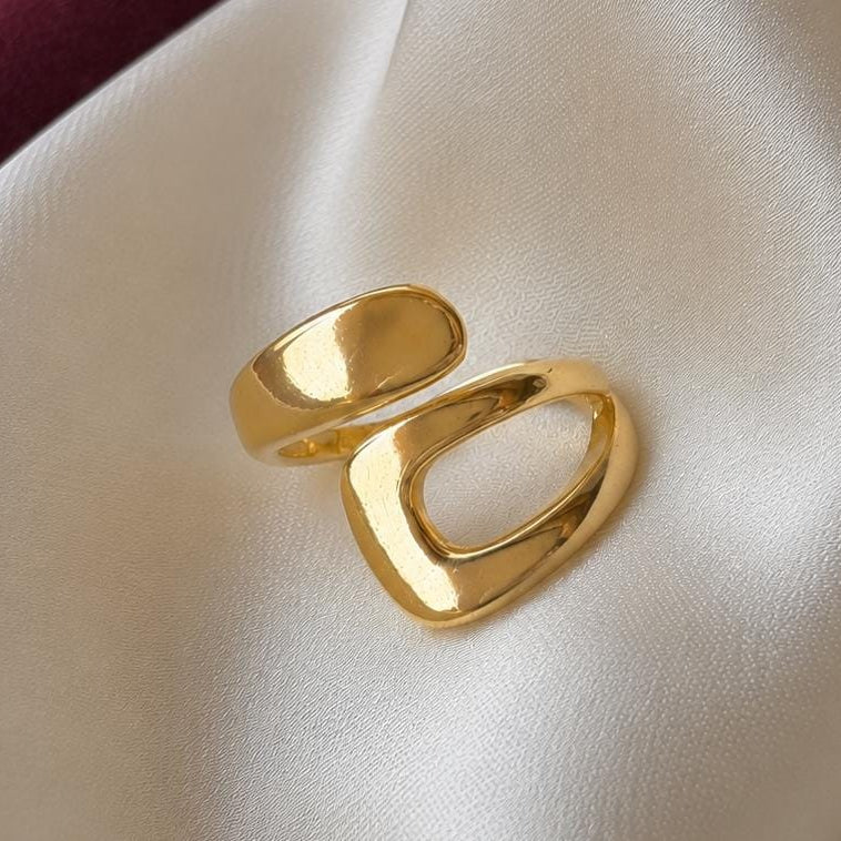TFC Classic Statement Gold Plated Adjustable Ring