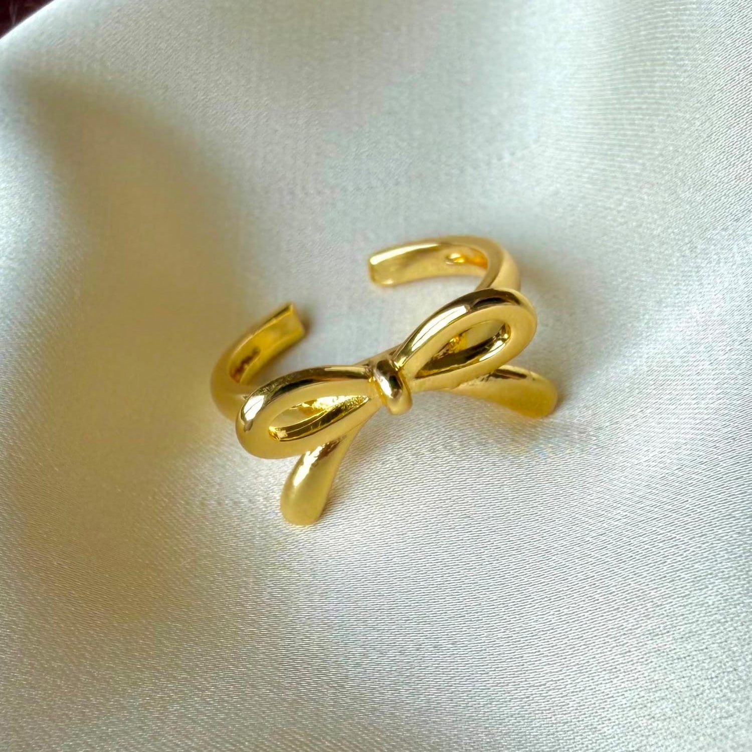 TFC Satin Bow Gold Plated Adjustable Ring