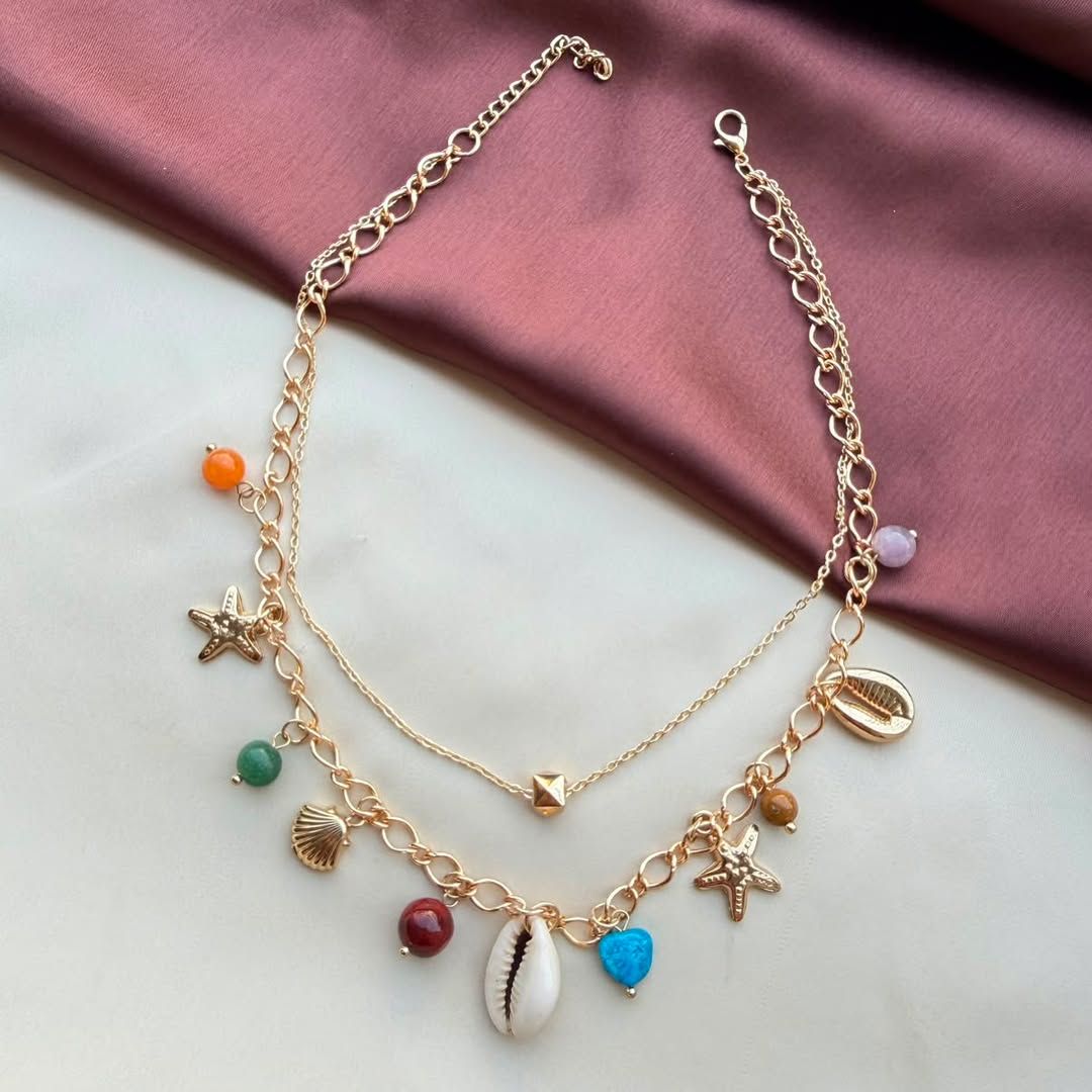 TFC Cube Star Gold Plated Layered Necklace