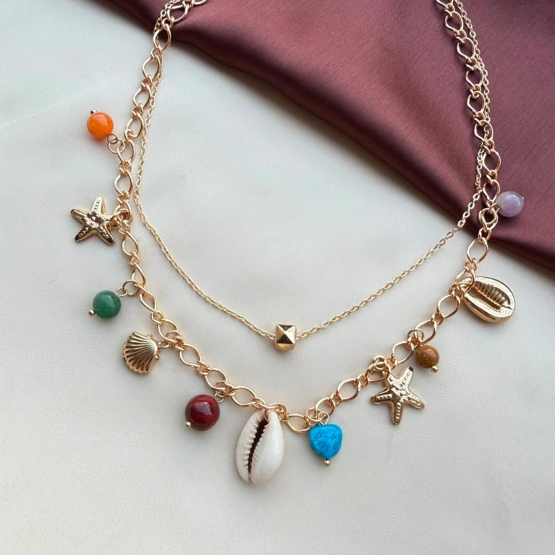 TFC Cube Star Gold Plated Layered Necklace