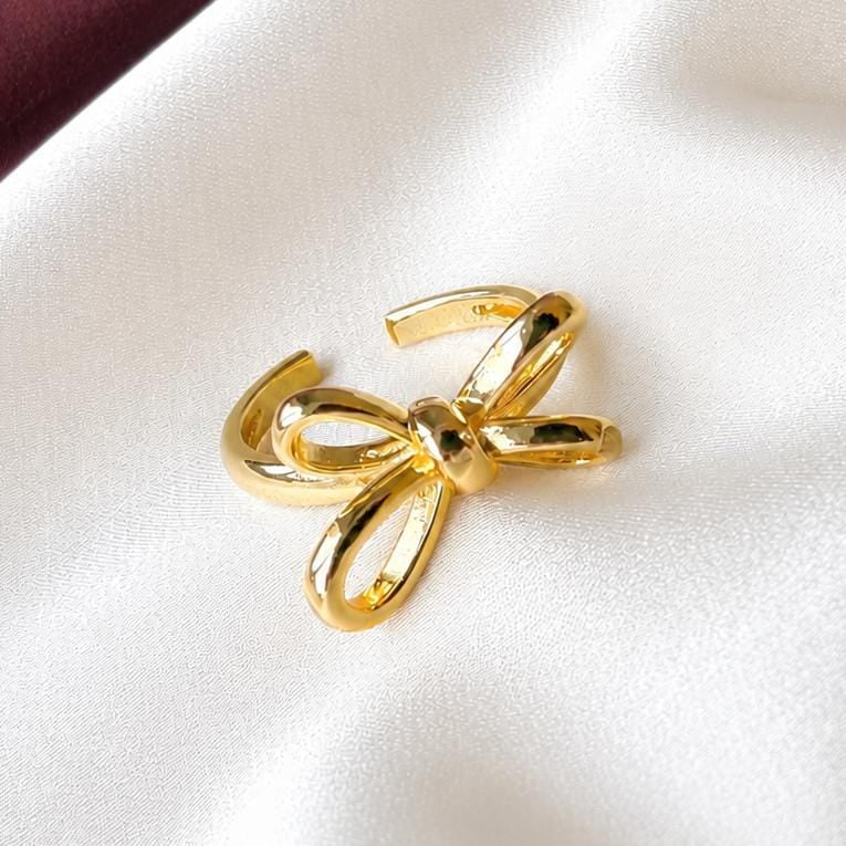 TFC Dual Bow Gold Plated Adjustable Ring