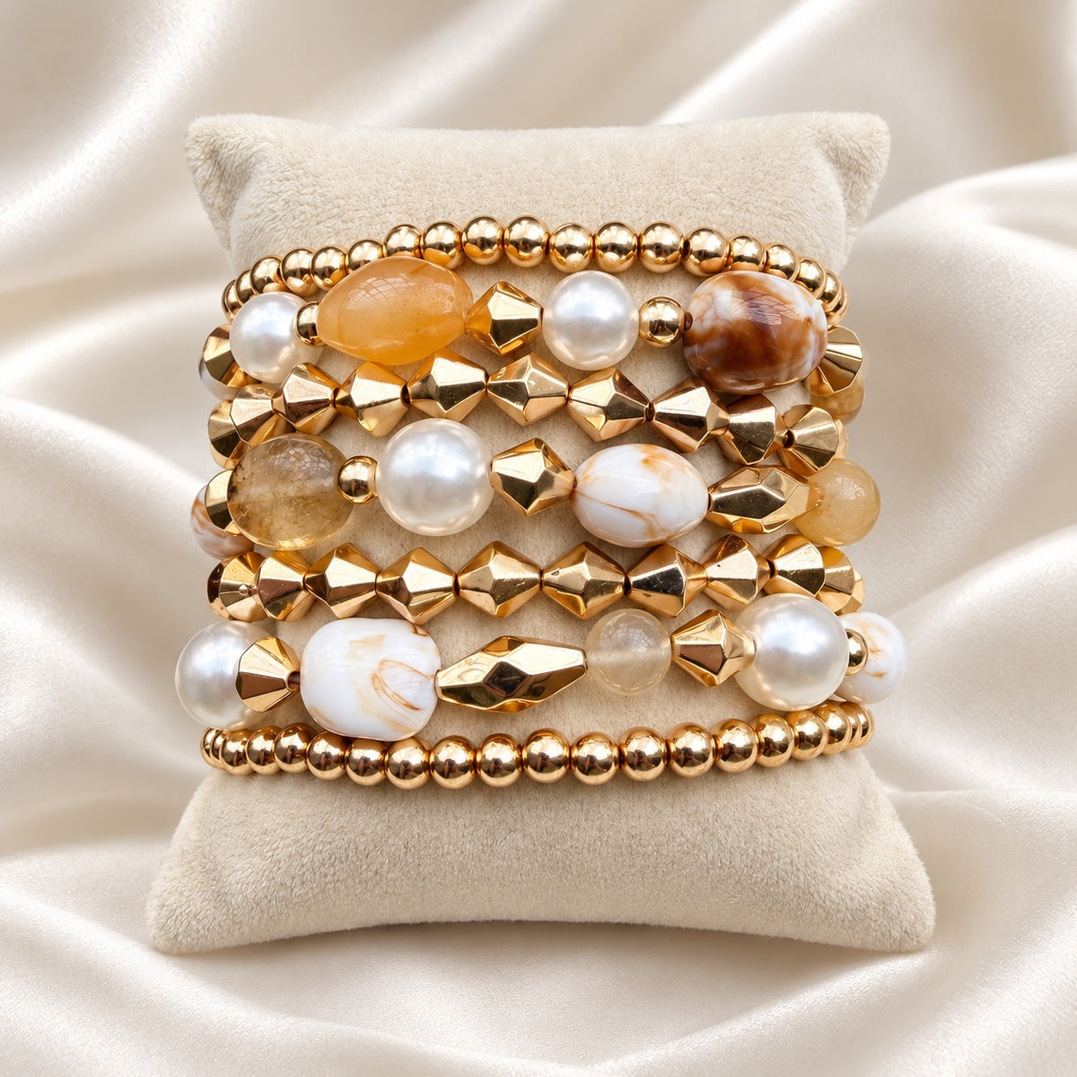 TFC Inayara Pearl Gold Plated Bracelet (set of 7)