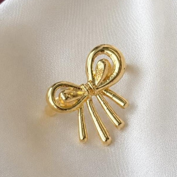 TFC Grace Bow Gold Plated Adjustable Ring