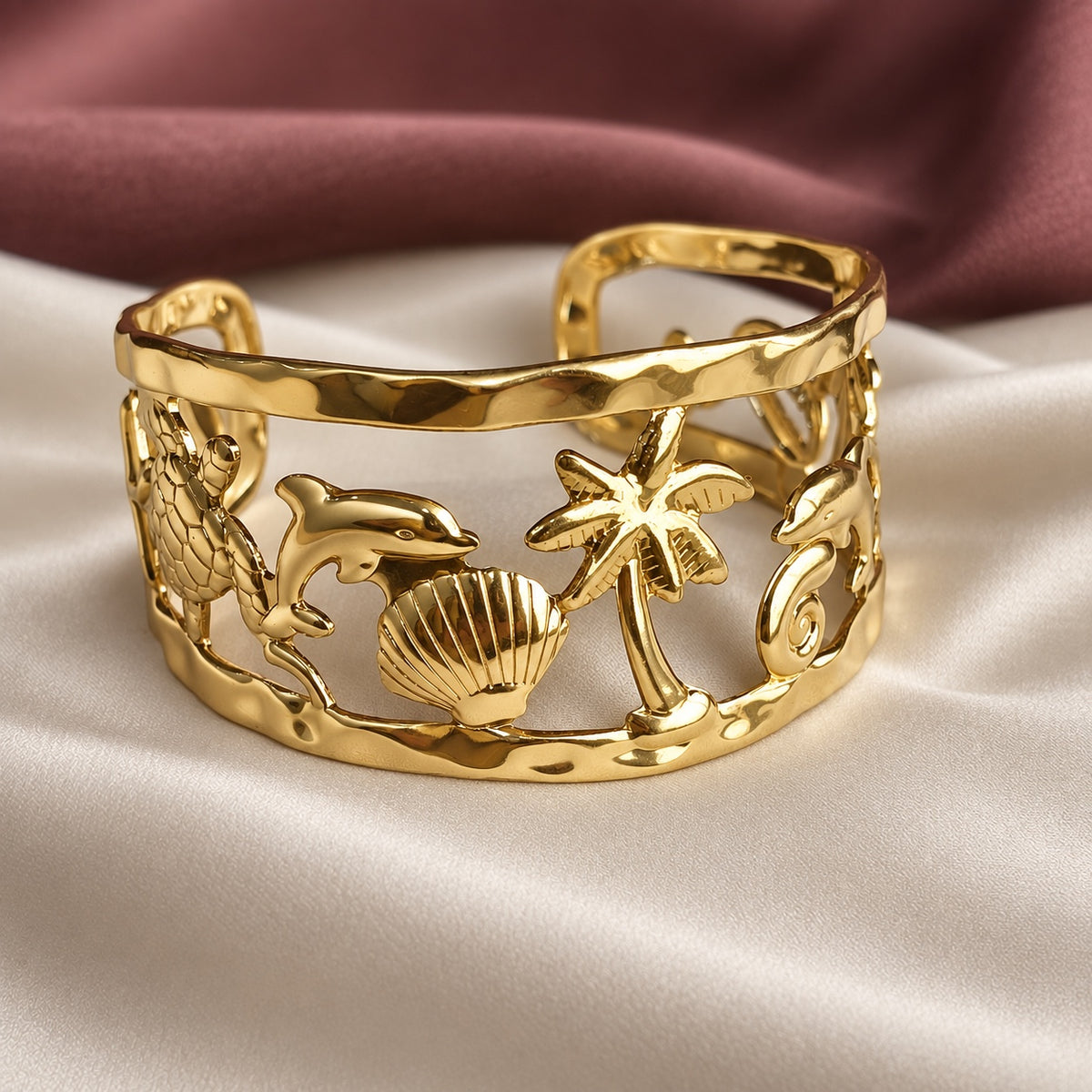 TFC Adjustable Beach Vibe Gold Plated Bracelet Cuff