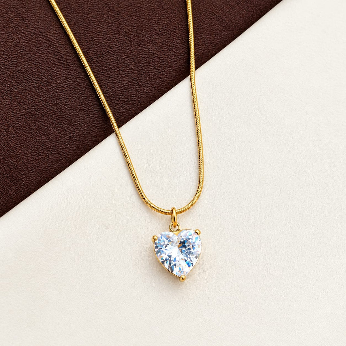 TFC Crystal Heart Gold Plated Pendant Necklace