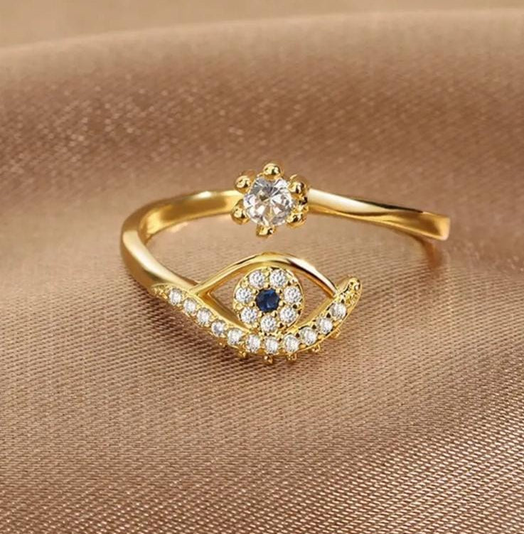 TFC Stone Eye Gold Plated Adjustable Ring