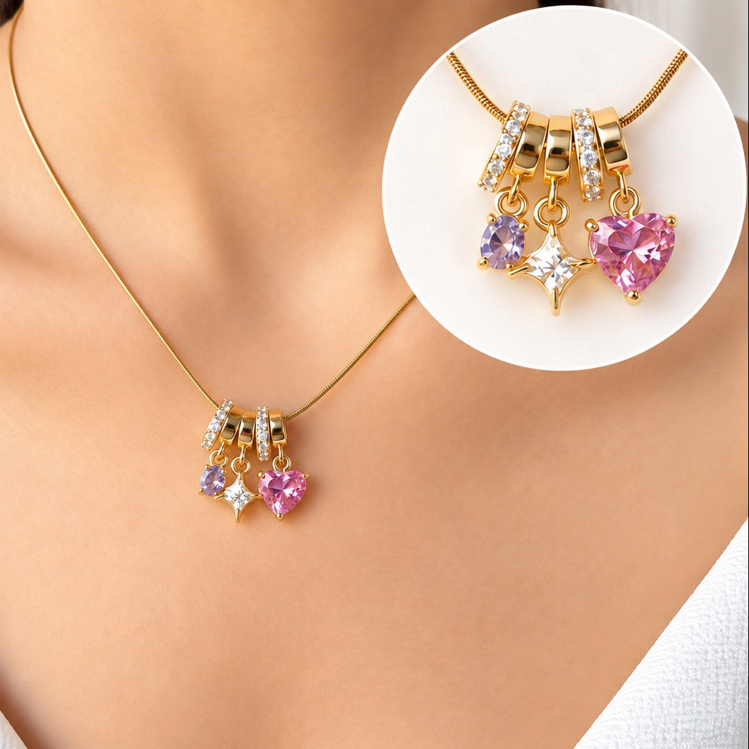 TFC Triple Stone Gold Plated Pendant Necklace