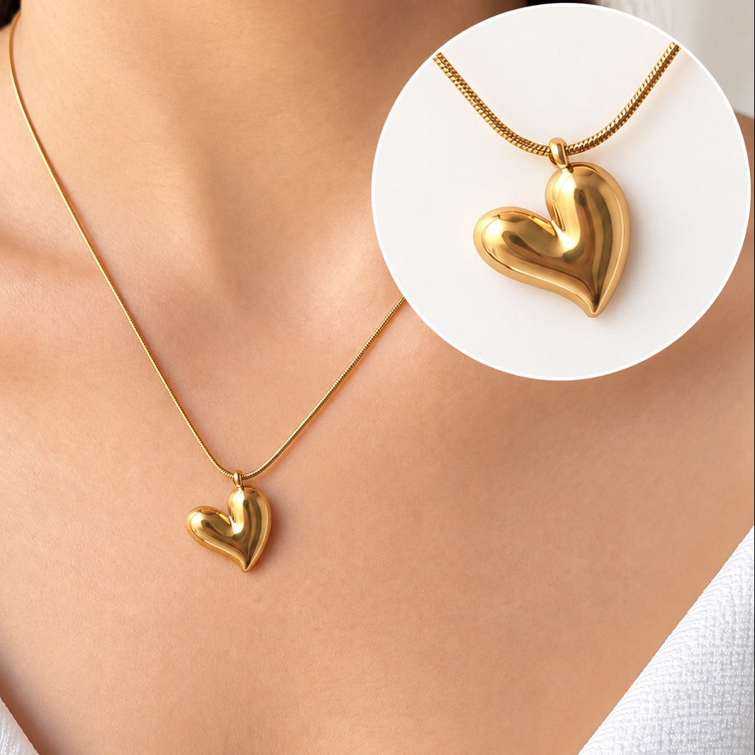 TFC Slant Heart Gold Plated Pendant Necklace