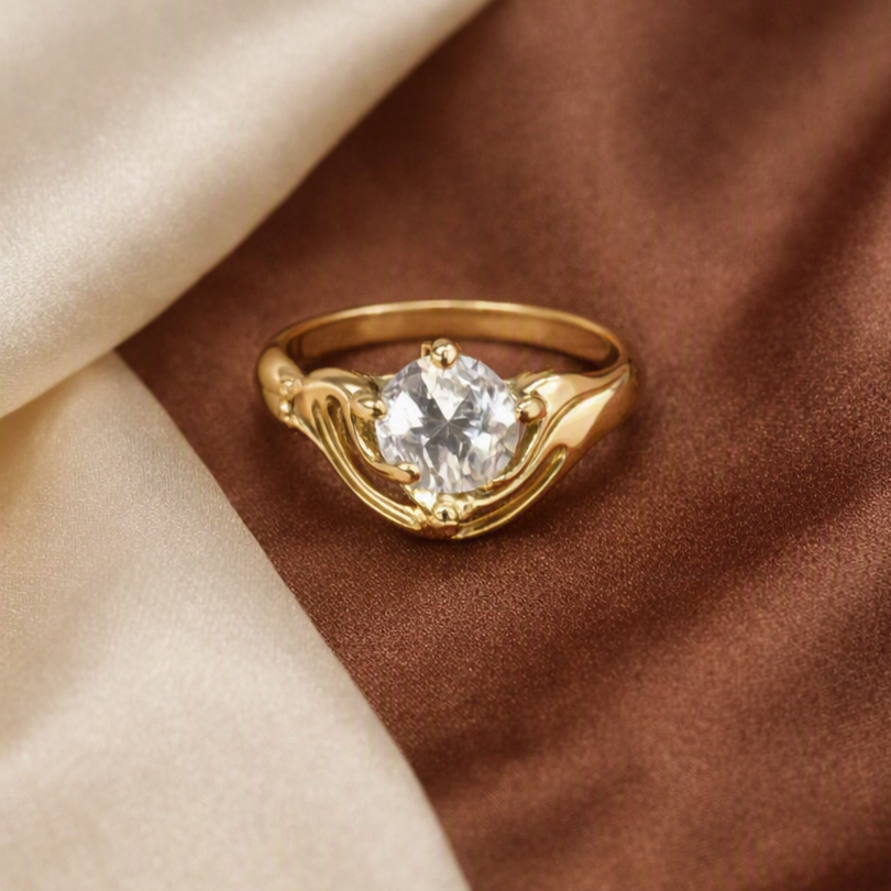 TFC Safe Stone Gold Plated Adjustable Ring