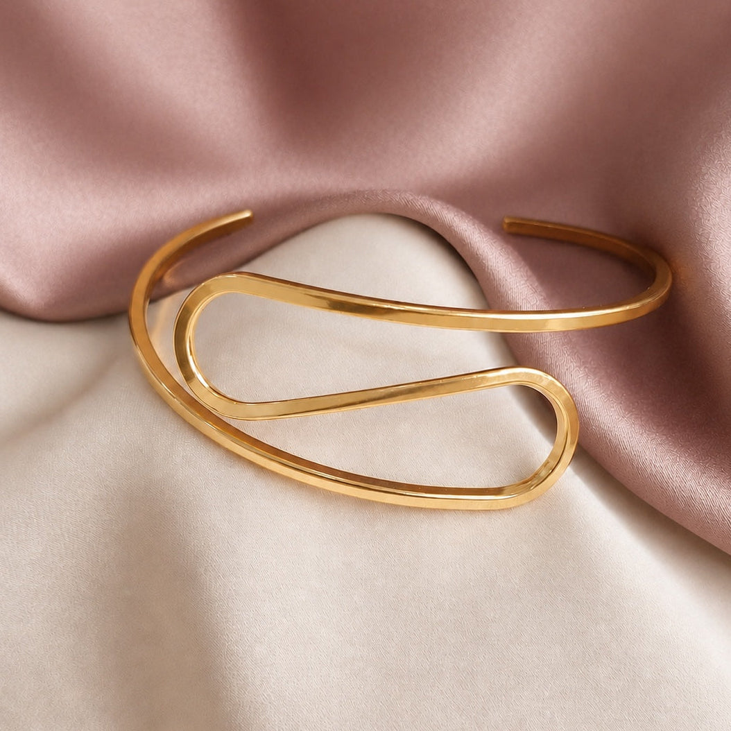 TFC Adjustable U-Turn Gold Plated Bracelet Cuff