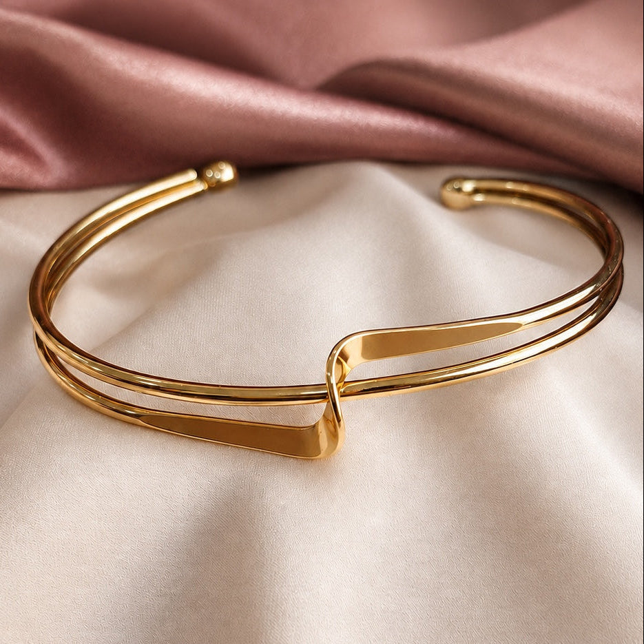 TFC Adjustable Diva Drip Gold Plated Bracelet Cuff