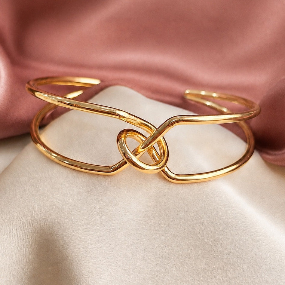 TFC Adjustable Metal Twist Gold Plated Bracelet Cuff