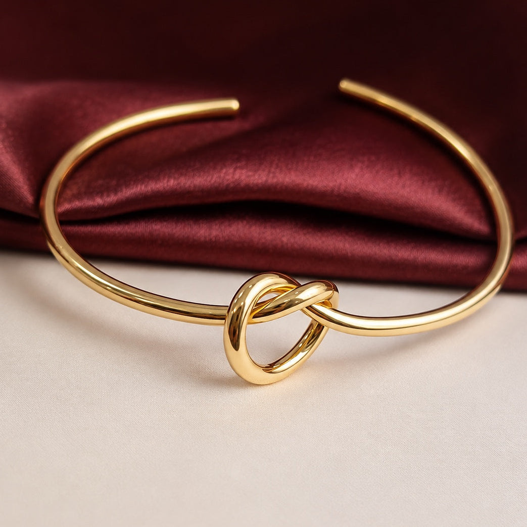 TFC Adjustable Adorable Knot Gold Plated Bracelet Cuff